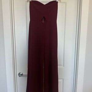 Timing Burgundy Strapless Jumpsuit